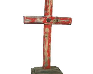 Rustic Folk Art Standing Wood Cross