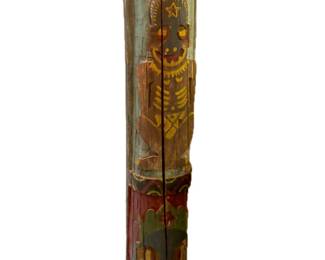 Folk Art Painted Wood Totem