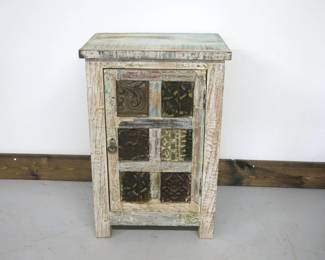 Vintage Indian Print Block End Table