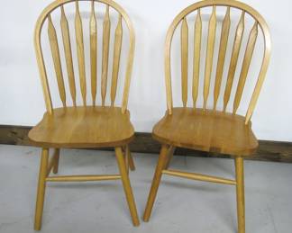 Honey Oak Windsor Cattail Chair Pair