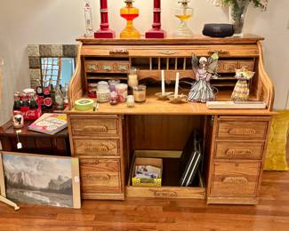 Beautiful Oak Roll Top Desk
