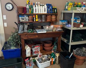 Garden Potting Stand and items