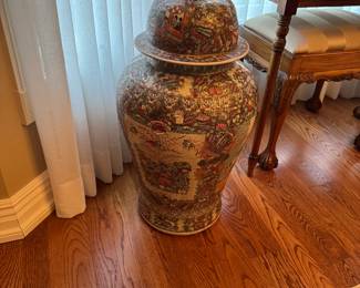 Rose Famille Floor Vase w/ Lid