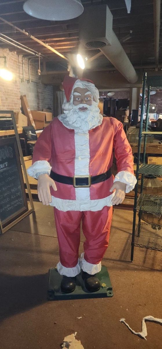 Lg Vintage 1980s Life Size Hard Plastic Standing Santa Statue