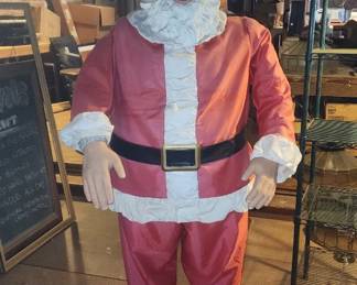 Lg Vintage 1980s Life Size Hard Plastic Standing Santa Statue