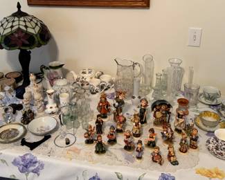 Tea cups, Tea Pots, Hummers , Napco , Tiffany Styly pull-chain lamp; etc.