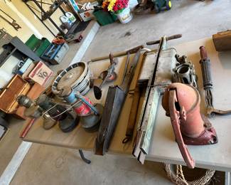 Antique Farm Tools; antique pump