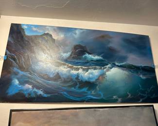 Ocean Scene Dual-Signed Collaborative Oil Painting by Hulan Fleming & M. Hoover