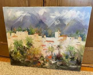 Mountain Village Oil Painting on Canvas by M. Marken