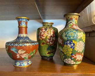 Cloisonné Floral Vases