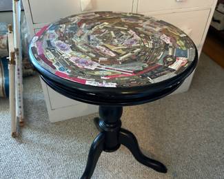 Cigar Band Epoxy Top Pedestal Table