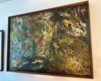 Framed Colorful Abstract Oil Painting