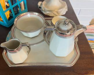 Aluminite Frugier Limoges Porcelain Tea Set