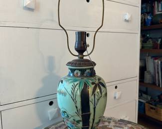 Chinoiserie Ceramic Bamboo & Floral Design Table Lamp