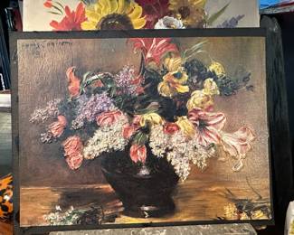 Amaryllis, Lilac and Tulips Textured Print by Lovis Corinth