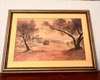 Framed & Matted Landscape Print by Edward Lear
