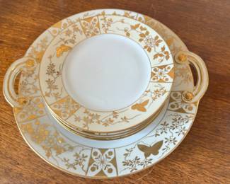 Hand Painted Nippon Serving Platter with 3 Bread & Butter Plates