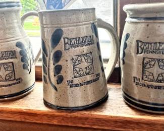Bethlehem PA 250th Anniversary Gray/Blue Stoneware Steins