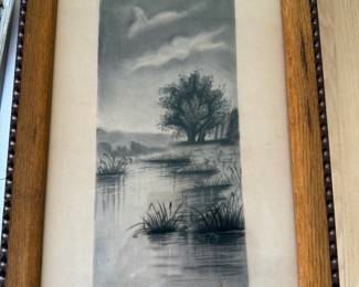 Charcoal Print of Lakeside