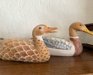 Carved Wood Duck Sculptures