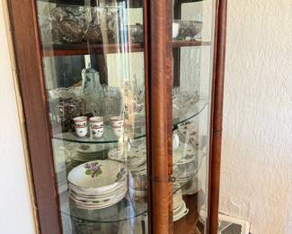 Victorian Curved Glass Curio Cabinet with Claw Feet