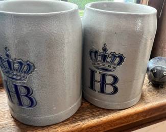 Pair of HB Ceramic Salt Glazed Beer Stein