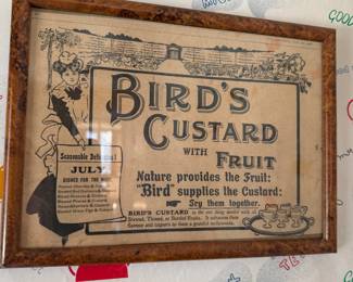 Framed Bird's Custard Advertisement