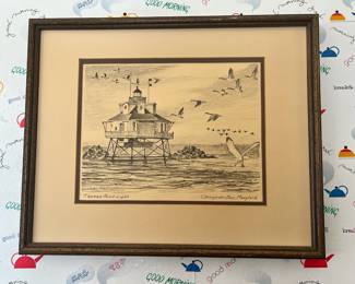 Framed & Matted Print "Thomas Point Lighthouse" by John Moll