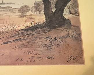 Framed & Matted Landscape Print by Edward Lear