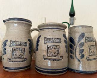 Bethlehem PA 250th Anniversary Gray/Blue Stoneware Steins