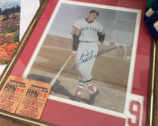 Autographed Boston Red Sox Ted Williams Photograph, Boston Red Sox Vintage Ticket Stubs