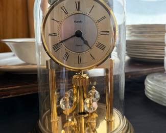 Kundo Brass Clock with Glass Dome