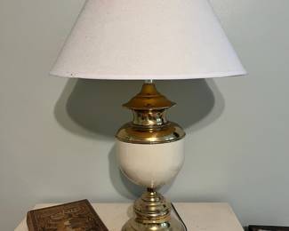 Brass & Cream Ceramic Table Lamp