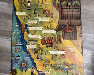1960s California Wine Land of America Travel Poster