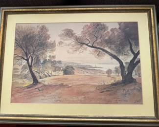 Framed & Matted Landscape Print by Edward Lear