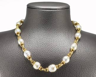 Lot 575 Gold Pearl Necklace
