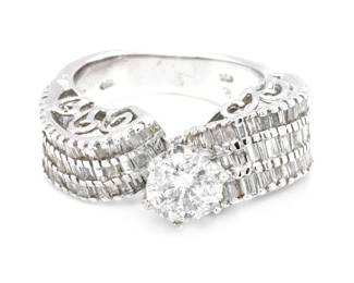 1.25ct Center Round Brilliant Diamond 2.11cttw 18K 10.89 grams