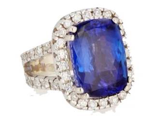 GIA 20Ct Tanzanite Diamond Ring 18k