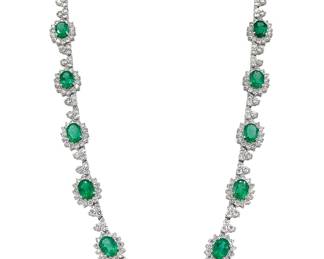 6.75Ct Emerald and Diamond Necklace