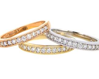 1.2Ct Tricolor Diamond Band Ring 14K