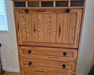 Oak drop front desk cabinet
.