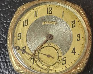 14kt gold illinois pocket watch.