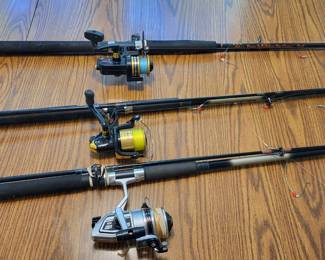 Nice surf fishing rigs with penn and Shimano reels.