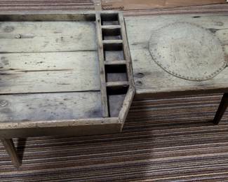 Desirable for an artsy home , this is an original cobbler's bench.