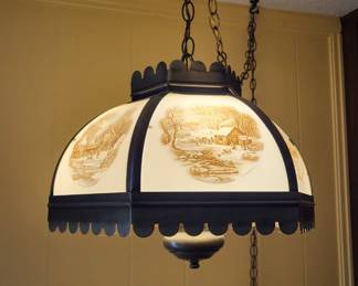 Painted glass hanging light.