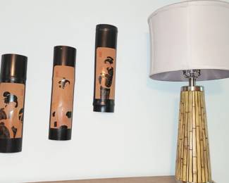 Awesome painted and carved bamboo japanese wall chutes.