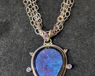 Sterling silver indian art nechlace and pendant..