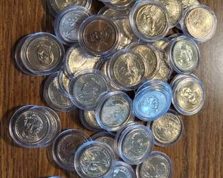 Uncirculated one dollar gold plated series coins.