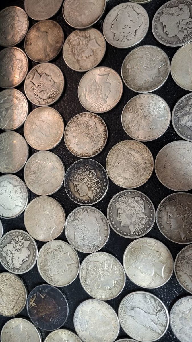 Morgan dollars and us silver peace dollars.