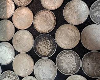 Morgan dollars and us silver peace dollars.